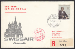 Swissair Erstflug 1967 Zürich-Moskau Mit Caravelle    (25766 - Autres & Non Classés