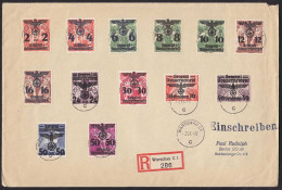 Generalgouvernement -  POLAND OCCUPATION REGISTERED COVER 13 STAMPS Mit Inhalt - Besetzungen 1938-45