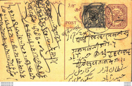 '"''India Postal Stationery Arms 4p Arms Nizam''''s Dominions''"' - Cartoline Postali