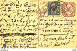 '"''India Postal Stationery Arms 4p Arms Nizam''''s Dominions''"' - Cartoline Postali