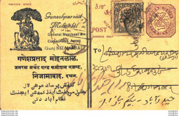 '"''India Postal Stationery Arms 4p Arms Nizam''''s Dominions Ganeshparsad Mohanlal Gunj Nizamabad''"' - Ansichtskarten