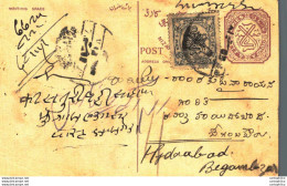 '"''India Postal Stationery Arms 4p Arms Nizam''''s Dominions Nizam''''s Dominions To Hydrabad''"' - Cartoline Postali