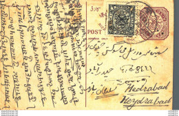 '"''India Postal Stationery Arms 4p Arms Nizam''''s Dominions Nizam''''s Dominions To Hedrabad''"' - Cartoline Postali