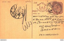 '"''India Postal Stationery Arms 4p Arms Nizam''''s Dominions Nizam''''s Dominions To Secundrabad''"' - Cartoline Postali