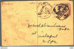 '"''India Postal Stationery Arms 4p Arms Nizam''''s Dominions To Warangal Akoob Haji Essa Upletawala Hyderabad''"' - Cartoline Postali