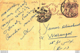 '"''India Postal Stationery Arms 4p Arms Nizam''''s Dominions To Warangal Habib Abdul Gani Hyderabad''"' - Cartoline Postali