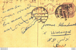 '"''India Postal Stationery Arms 4p Arms Nizam''''s Dominions To Warangal''"' - Cartoline Postali