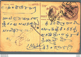 '"''India Postal Stationery Arms 4p Arms Nizam''''s Dominions''"' - Cartoline Postali