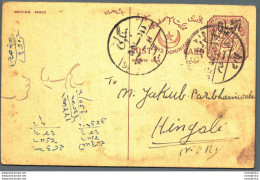 '"''India Postal Stationery Arms 4p Arms Nizam''''s Dominions To Hingali''"' - Cartoline Postali