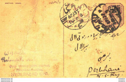 '"''India Postal Stationery Arms 4p Arms Nizam''''s Dominions To Parbhani Hyderabad''"' - Ansichtskarten