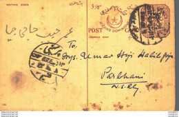 '"''India Postal Stationery Arms 4p Arms Nizam''''s Dominions To Parbhani''"' - Ansichtskarten