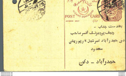 '"''India Postal Stationery Arms 4p Arms Nizam''''s Dominions''"' - Cartoline Postali