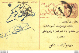 '"''India Postal Stationery Arms 4p Arms Nizam''''s Dominions''"' - Cartoline Postali