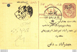 '"''India Postal Stationery Arms 4p Arms Nizam''''s Dominions''"' - Cartoline Postali