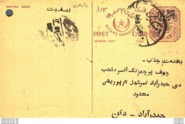 '"''India Postal Stationery Arms 4p Arms Nizam''''s Dominions''"' - Cartoline Postali