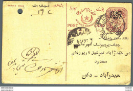 '"''India Postal Stationery Arms 4p Arms Nizam''''s Dominions''"' - Cartoline Postali