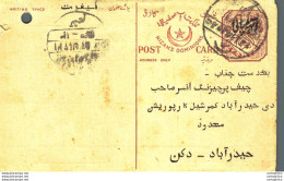 '"''India Postal Stationery Arms 4p Arms Nizam''''s Dominions''"' - Cartoline Postali