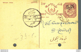 '"''India Postal Stationery Arms 4p Arms Nizam''''s Dominions''"' - Cartoline Postali