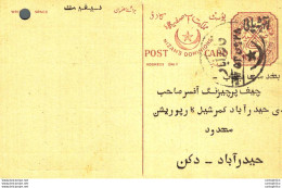 '"''India Postal Stationery Arms 4p Arms Nizam''''s Dominions''"' - Cartoline Postali