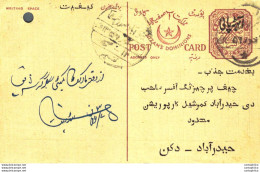 '"''India Postal Stationery Arms 4p Arms Nizam''''s Dominions''"' - Cartoline Postali