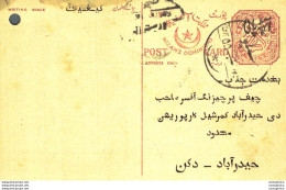 '"''India Postal Stationery Arms 4p Arms Nizam''''s Dominions''"' - Cartoline Postali