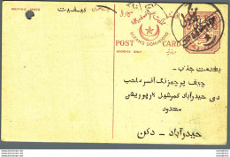 '"''India Postal Stationery Arms 4p Arms Nizam''''s Dominions''"' - Cartes Postales