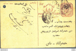 '"''India Postal Stationery Arms 4p Arms Nizam''''s Dominions''"' - Cartes Postales