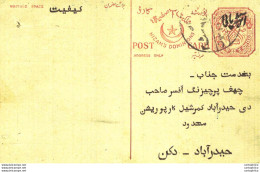 '"''India Postal Stationery Arms 4p Arms Nizam''''s Dominions''"' - Cartes Postales