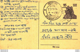 India Postal Stationery Tiger 15 Bowbazar Cds - Ansichtskarten