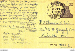 India Postal Stationery Tiger 15 Bowbazar Cds To Calcutta - Postcards