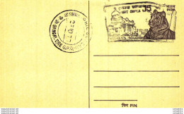 India Postal Stationery Tiger 15 Bangalore GPO Cachet - Postcards