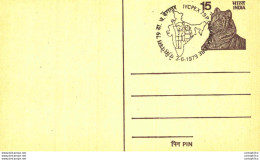 India Postal Stationery Tiger 15 IYCPEX Cachet - Postcards