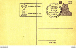 India Postal Stationery Tiger 15 Vidhana Inpex Cachet - Postcards
