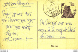 India Postal Stationery Tiger 15 - Cartoline Postali