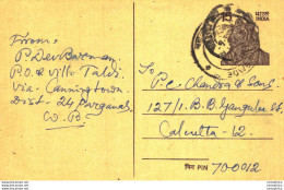 India Postal Stationery Tiger 15 To Calcutta - Cartoline Postali