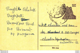 India Postal Stationery Tiger 15 To Calcutta - Cartoline Postali