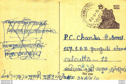 India Postal Stationery Tiger 15 To Calcutta - Cartoline Postali