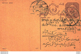 India Postal Stationery Arms 4p Arms Nizam Dominions - Postales