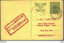 India Postal Stationery Ashoka 10ps Insist On Calicloth With Calithread Cachet To Ahmedabad - Postales