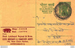 India Postal Stationery Ashoka 10ps To Kekri - Postales