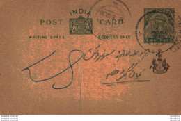 India Postal Stationery George V 1/2A  Patiala State Ovpt - Postales