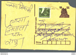 India Postal Stationery Tiger 15 - Postales