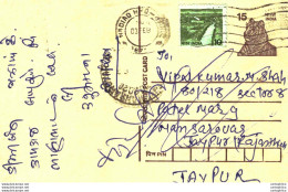 India Postal Stationery Tiger 15 Nadiad Cds To Jaipur - Postales