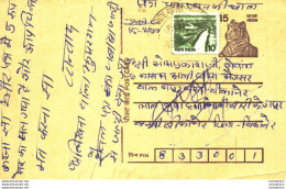 India Postal Stationery Tiger 15 - Postales