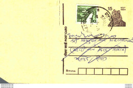 India Postal Stationery Tiger 15 - Postales