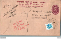 Nepal Postal Stationery Flowers 50p - Népal