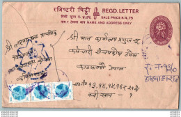 Nepal Postal Stationery Flowers 50p - Népal