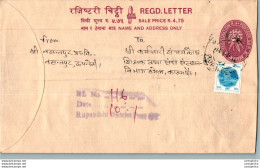 Nepal Postal Stationery Flowers 50p - Népal