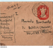 India Postal Stationery Ashoka Tiger 2A To Balotra - Cartes Postales