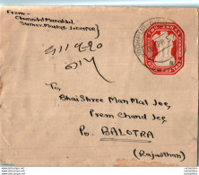India Postal Stationery Ashoka Tiger 2A To Balotra - Cartes Postales
